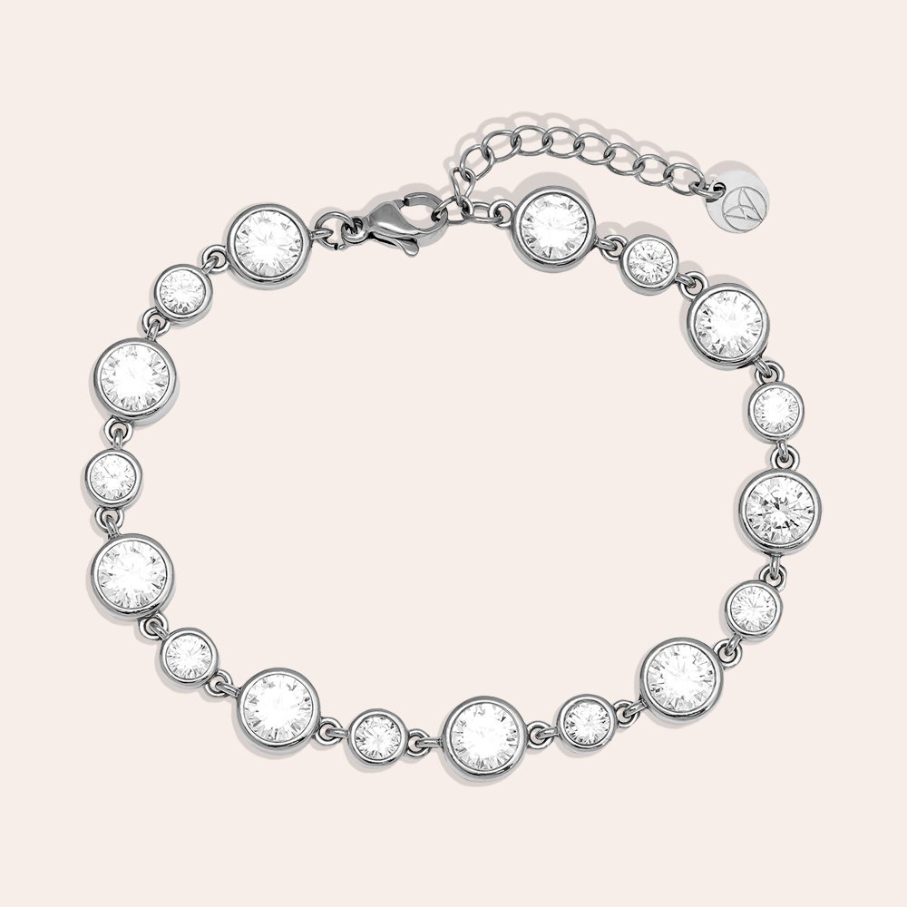 Stainless steel bracelet 16cm Fancy Round Diamond Chain