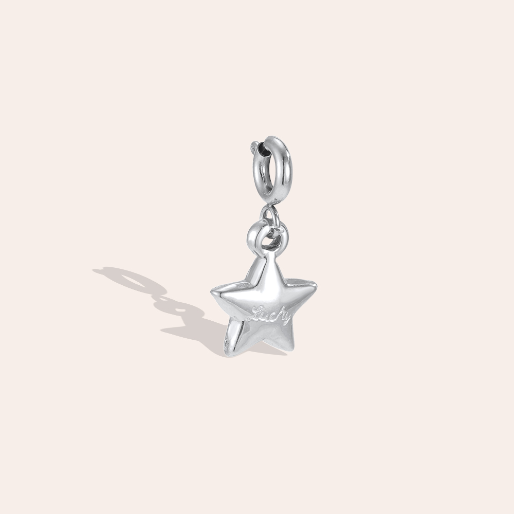 12mm stainless steel pendant: simple star with spring clasp      