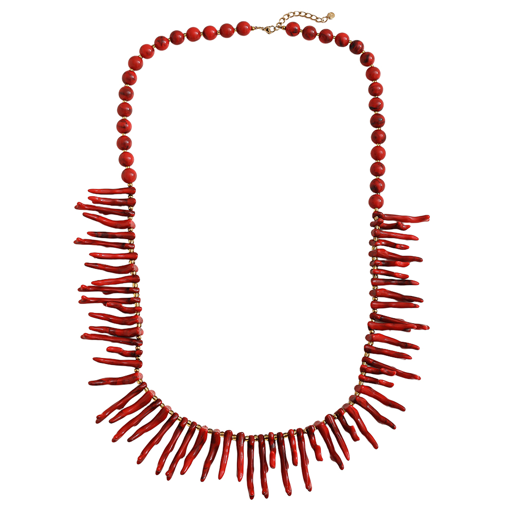 Stainless steel necklace 86cm acrylic herringbone shape