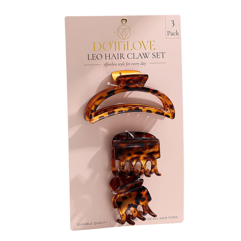 Set of 3 warm leopard-print hair clips    