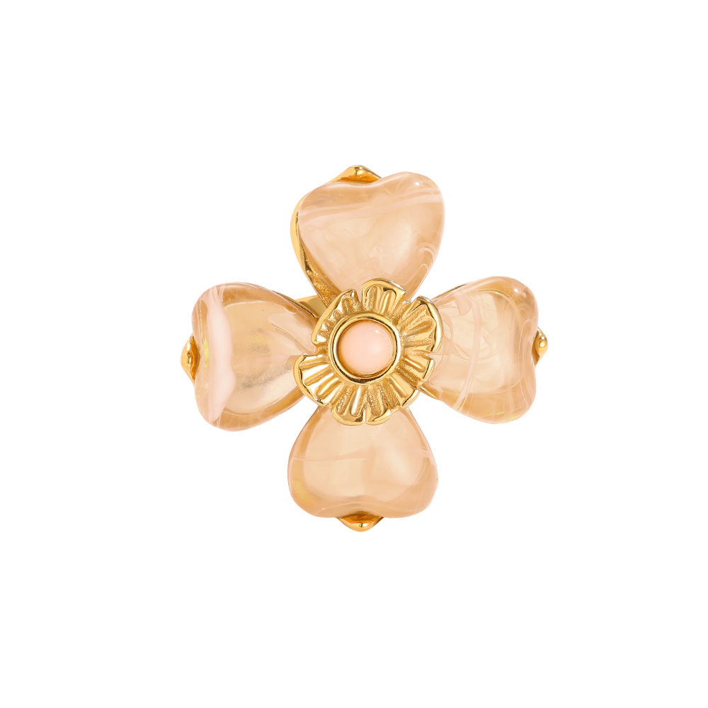 Stainless steel ring resin flower
