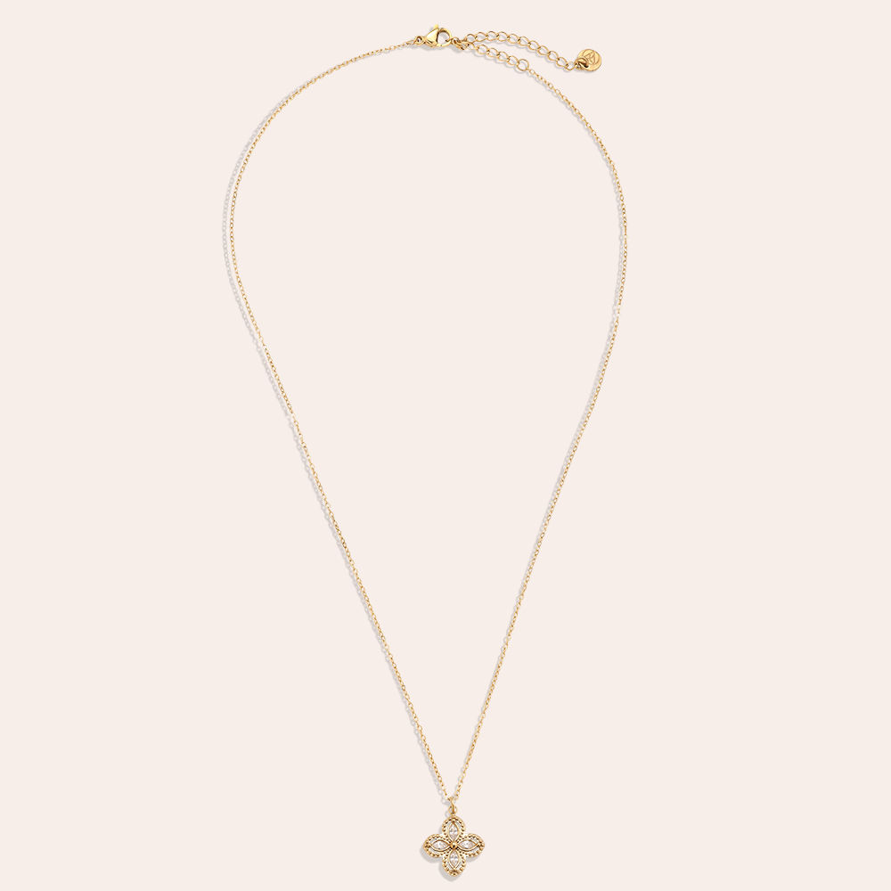 Stainless steel necklace 40cm Fancy Diamond Flower