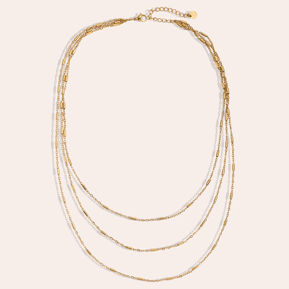 Stainless steel necklace, 40 cm, three-strand