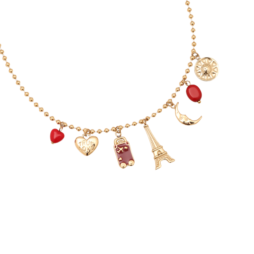 Stainless steel necklace 40cm Some Red Charms
