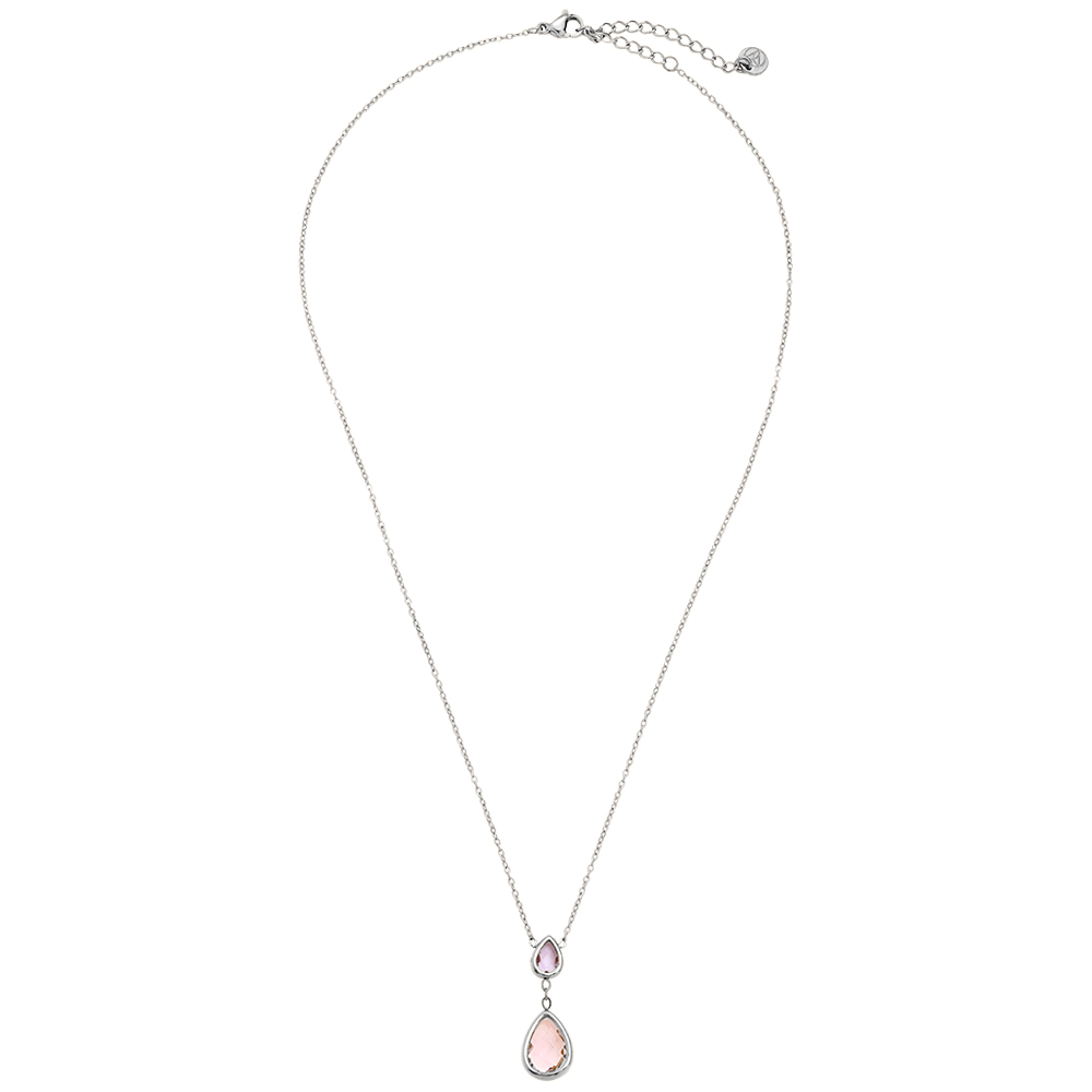 Stainless steel necklace 40cm Pink And Blue Diamond