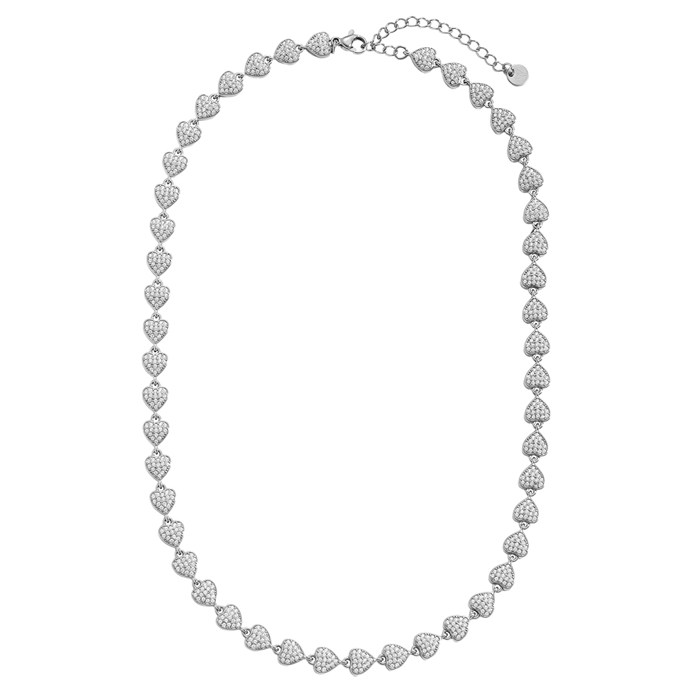 Stainless steel necklace 43cm Diamond Hearts Chain