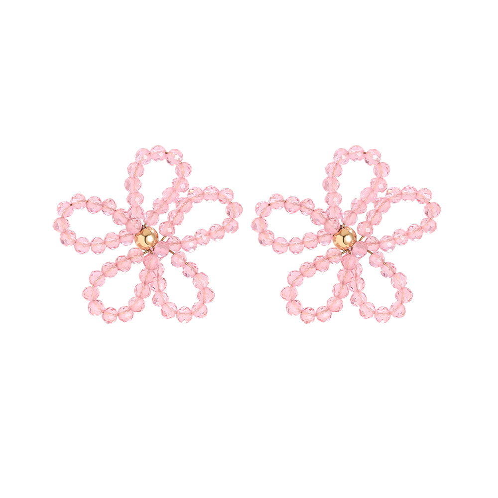 Stainless steel earrings 2.5cm crystal flowers
