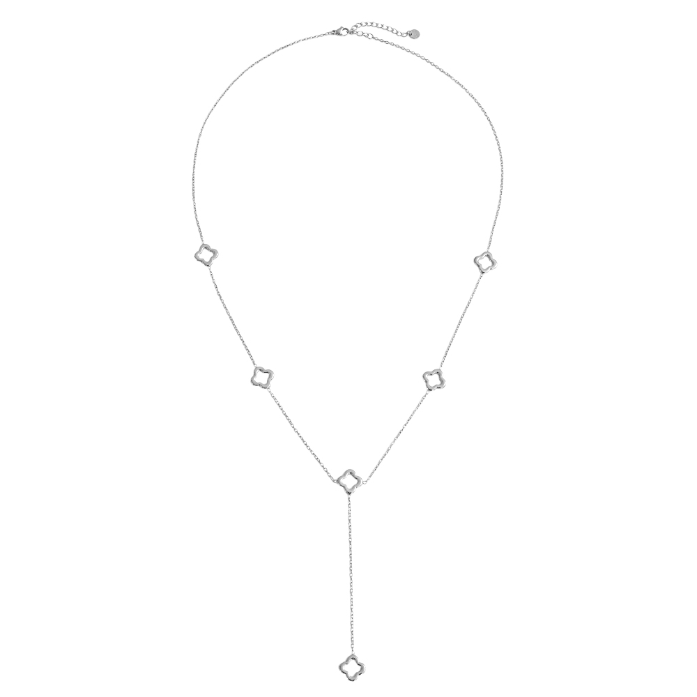 Stainless steel necklace 64cm cloverleaf