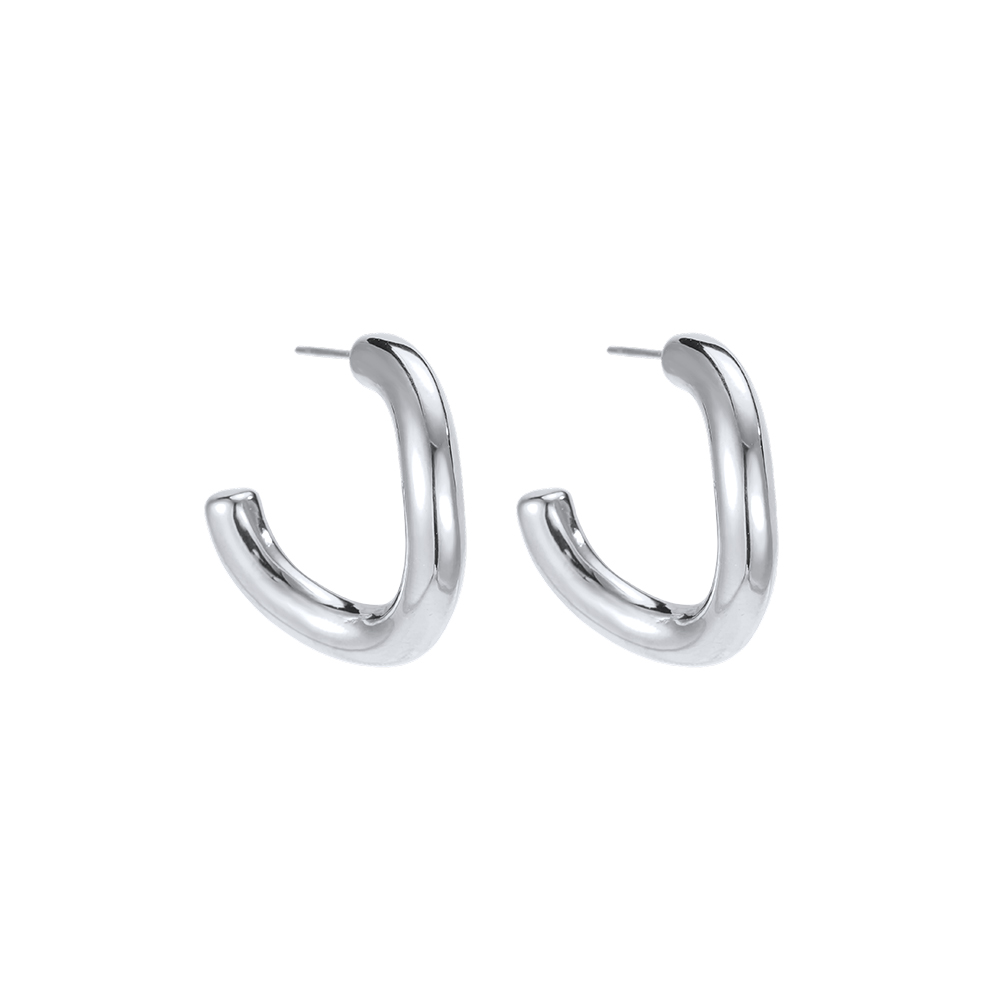 Stainless steel earrings, 23 mm, plain wave design