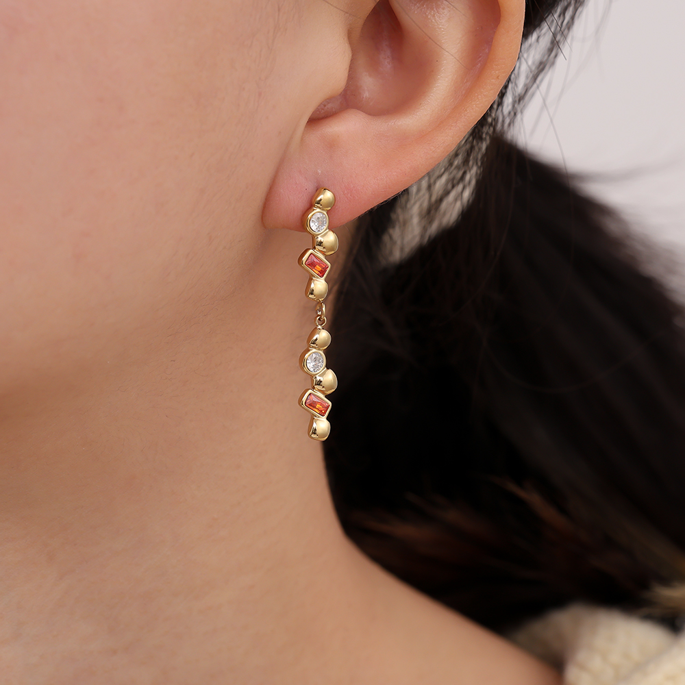 Stainless steel earrings 0.6*3.6cm Nice Diamond Long