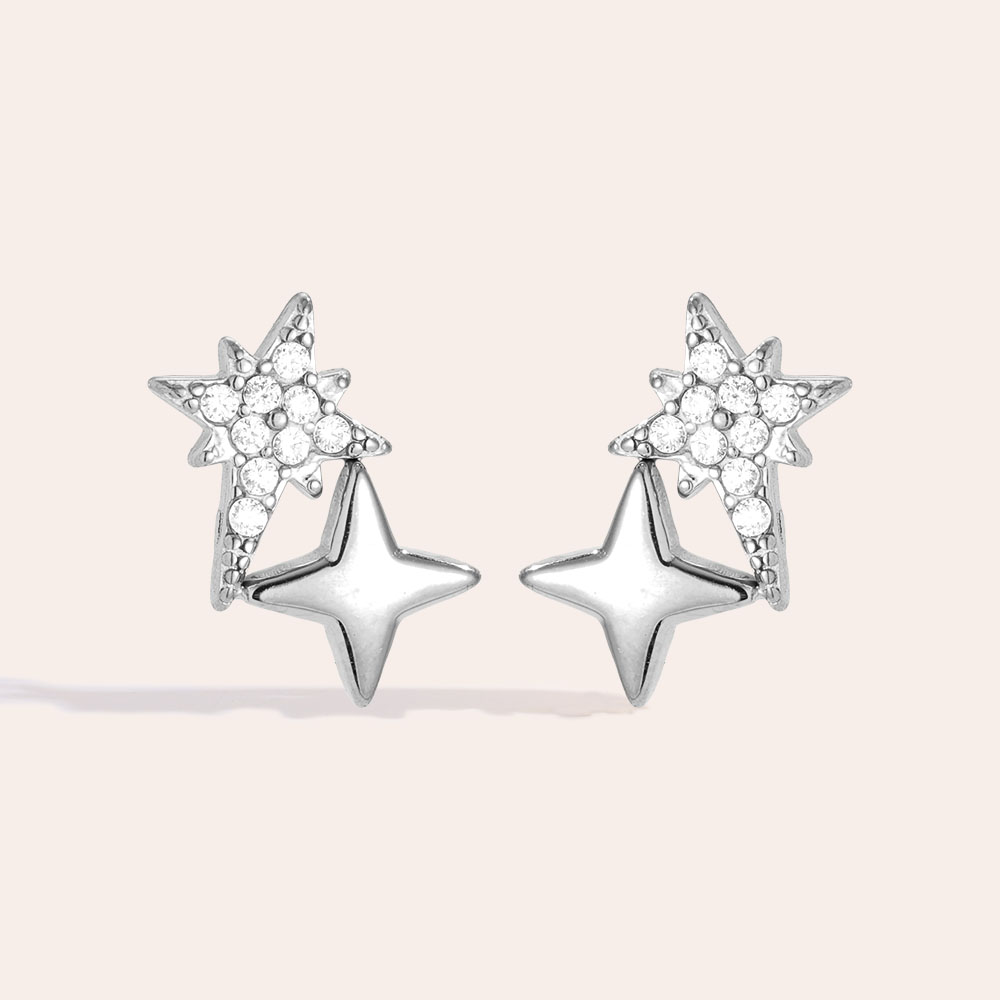Stainless steel earrings 10mm Sparkling Diamond Star