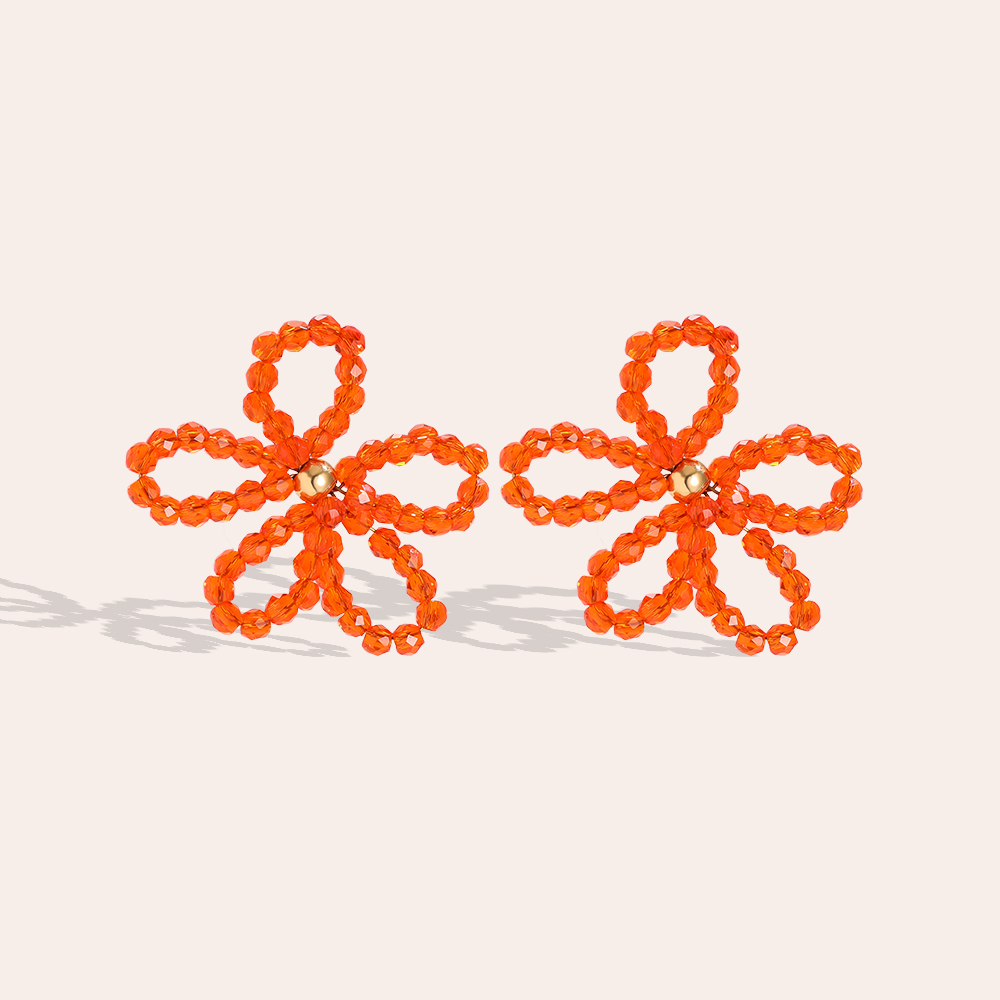 Stainless steel earrings 2.5cm crystal flowers