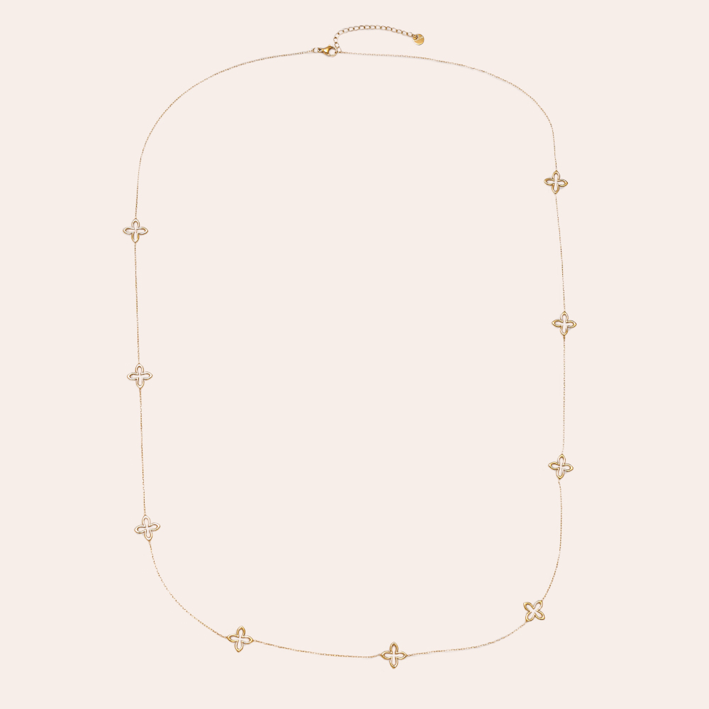 Stainless steel necklace 90cm Classic Lucky Flower