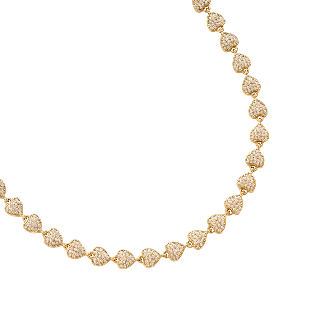 Stainless steel necklace 43cm Diamond Hearts Chain