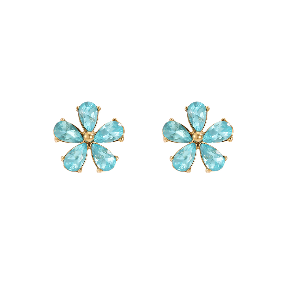stainless steel earrings 1cm zirconia flower