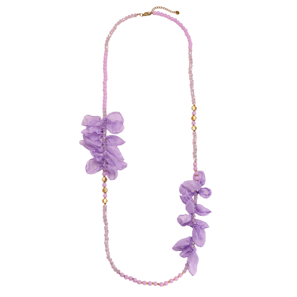 Stainless steel necklace 90cm crystal necklace with petals