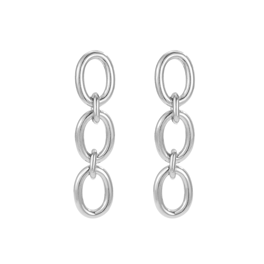 Stainless steel earrings, 54 × 13 mm, anchor chains