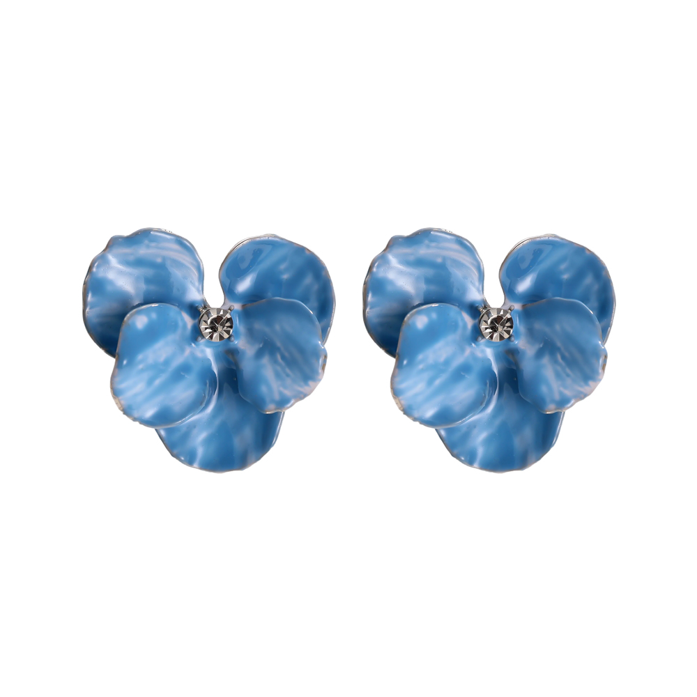 Stainless steel earrings 25mm enamel iron flowers