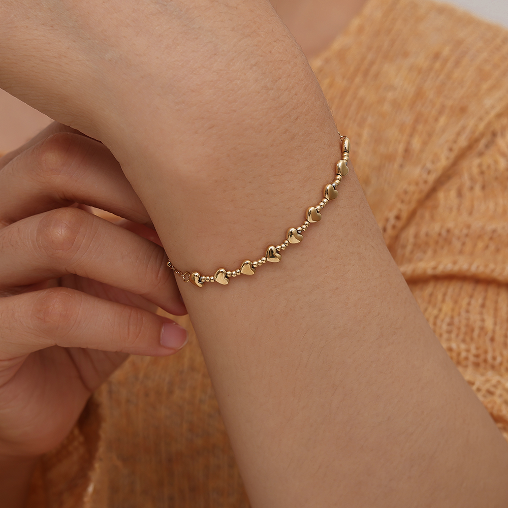Stainless steel bracelet 17cm Heart Chain