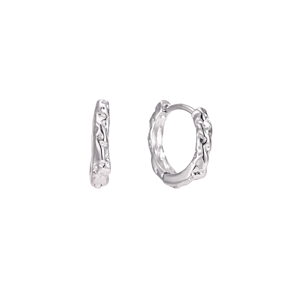 Stainless steel earrings, 15mm irregular golden hoop earrings