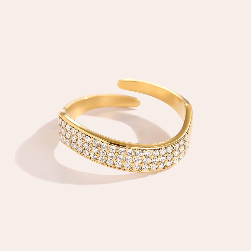Stainless Steel Adjustable Ring with Simple Zirconia