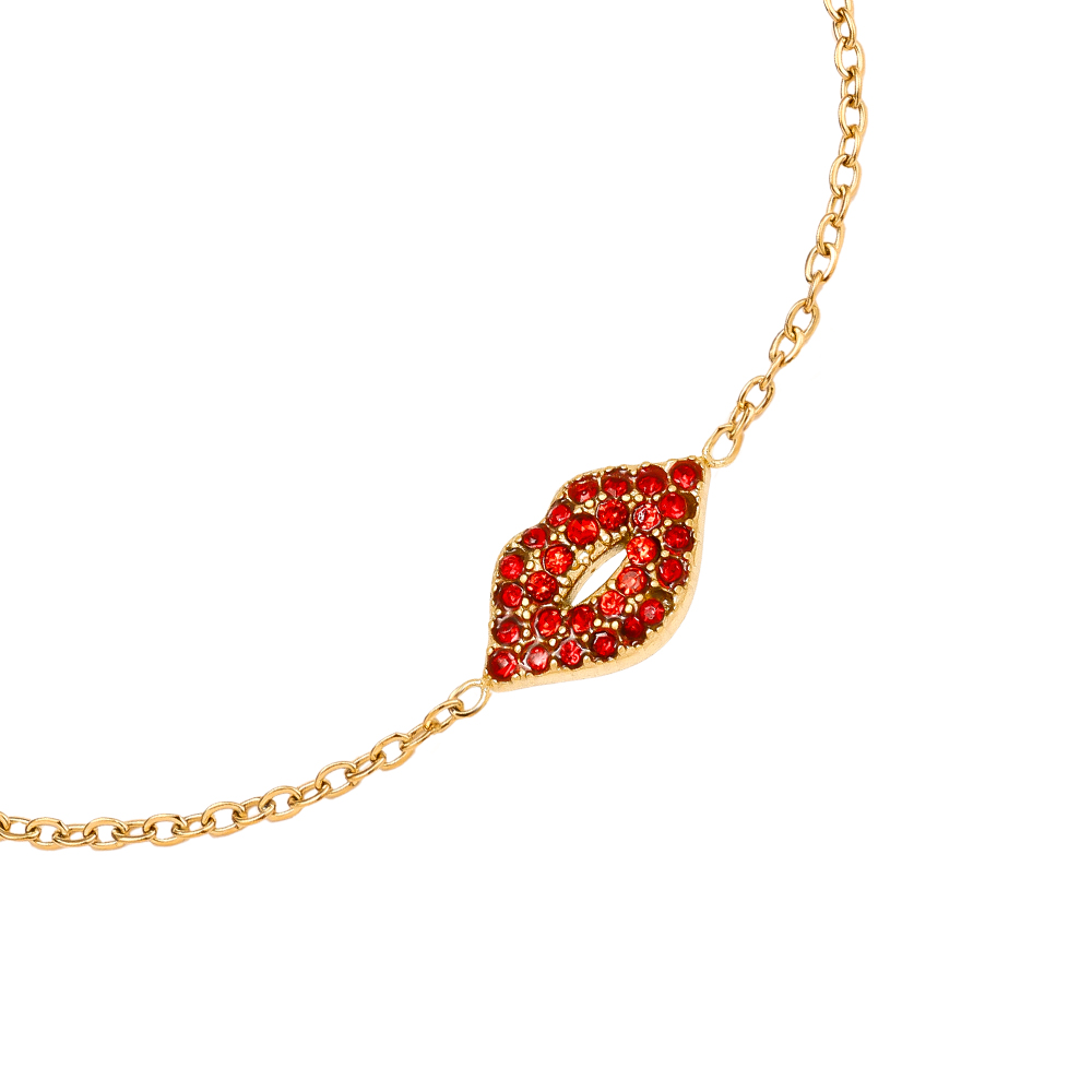Stainless steel bracelet 17cm Diamond Red Lip