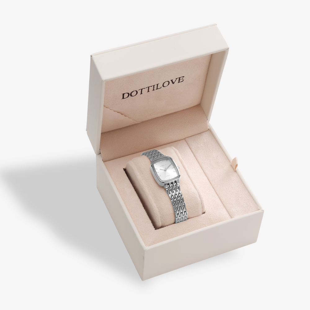 Stainless steel watch, rectangular