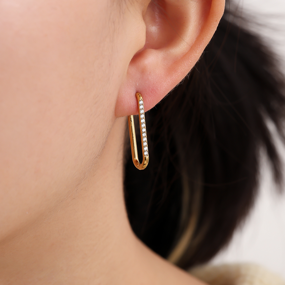Stainless steel earrings 2.5cm Simple Diamond Hoop