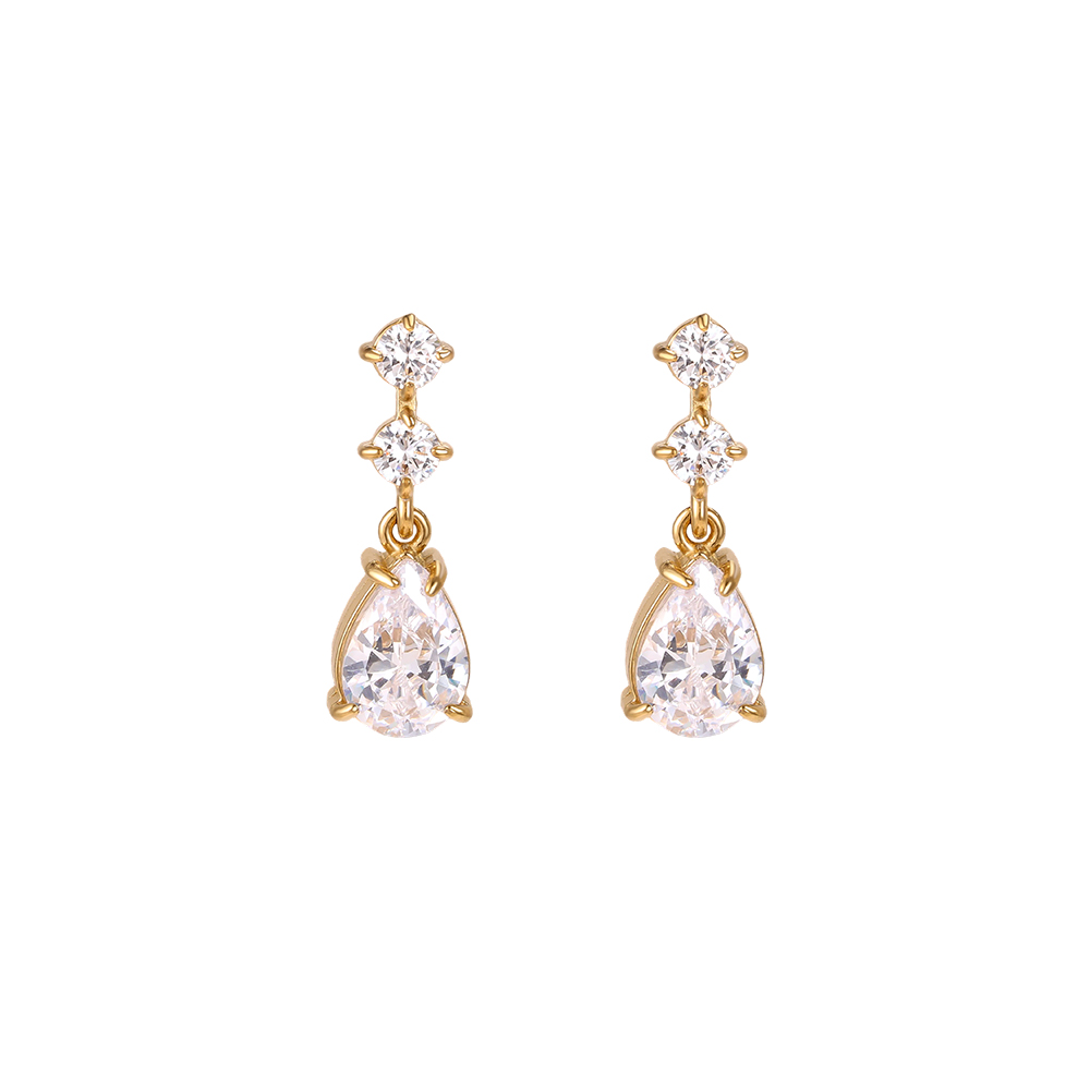 Stainless steel earrings, 22mm, with sparkling cubic zirconia  