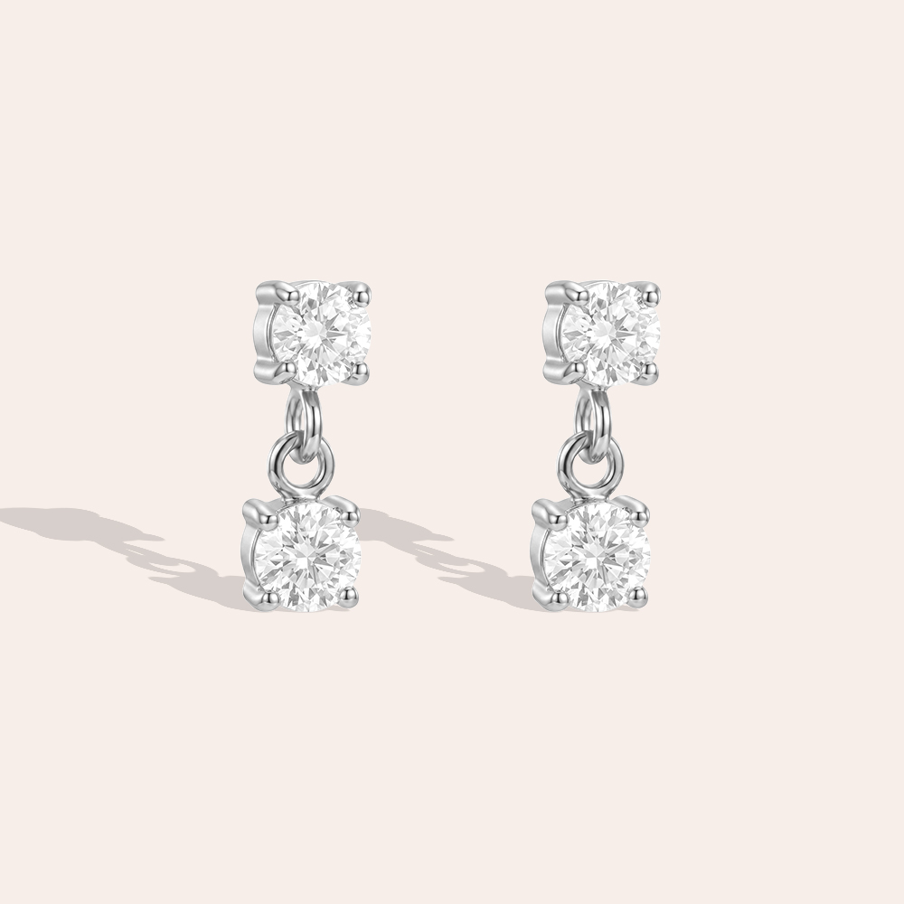 Stainless steel earrings 10mm two small zirconia
