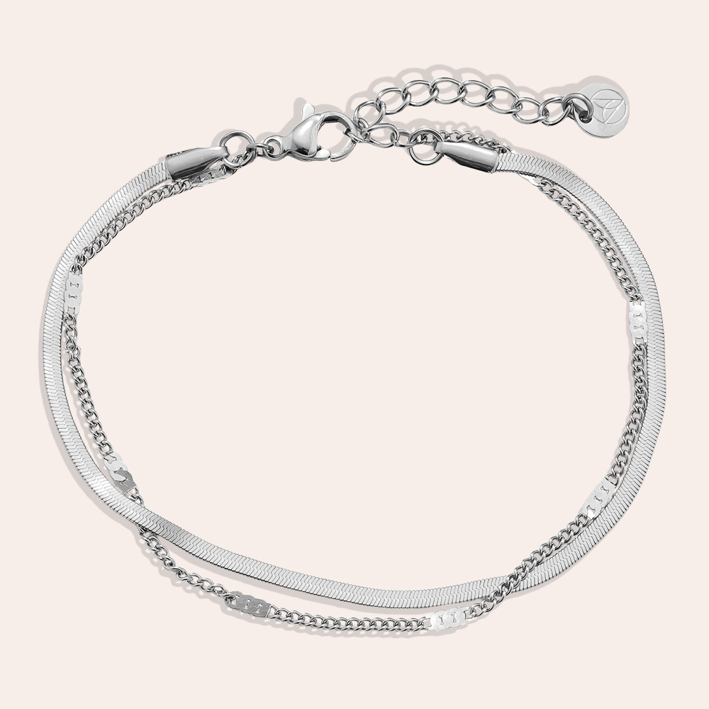 Stainless steel bracelet 16cm Two Layer Casual