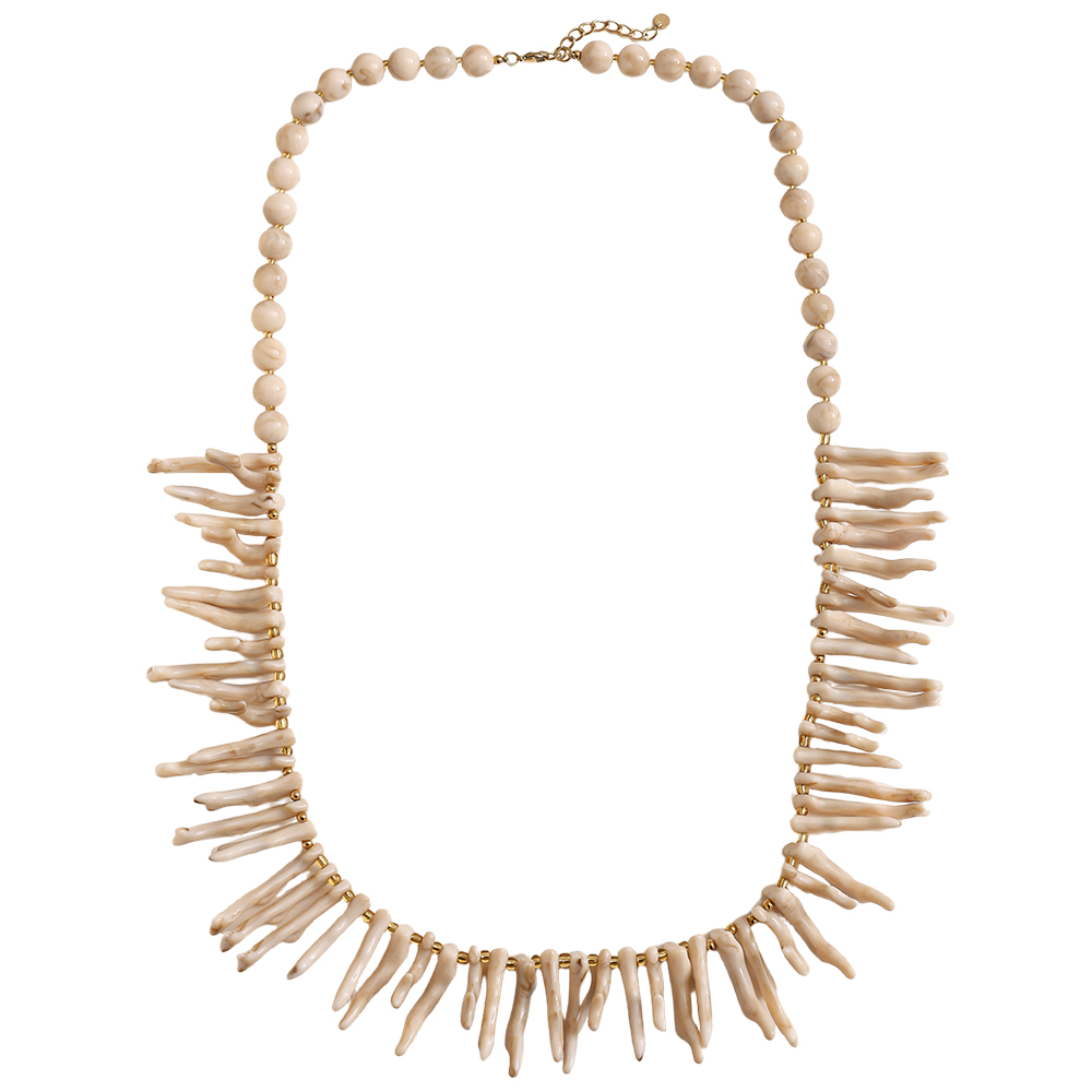 Stainless steel necklace 86cm acrylic herringbone shape