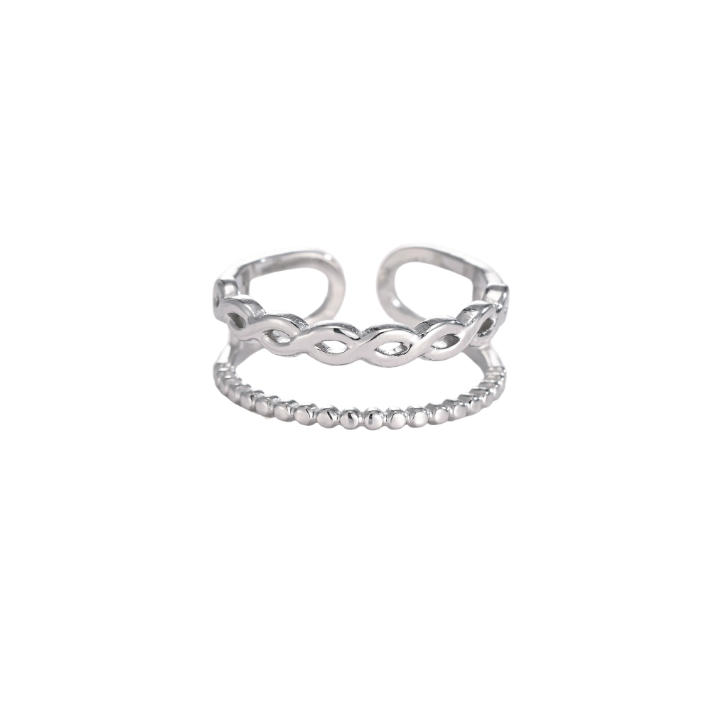 Stainless Steel Ring, Adjustable, Double-Row Design