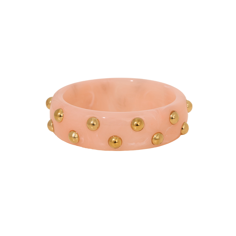 Stainless steel bangle round chunky acrylic with dots