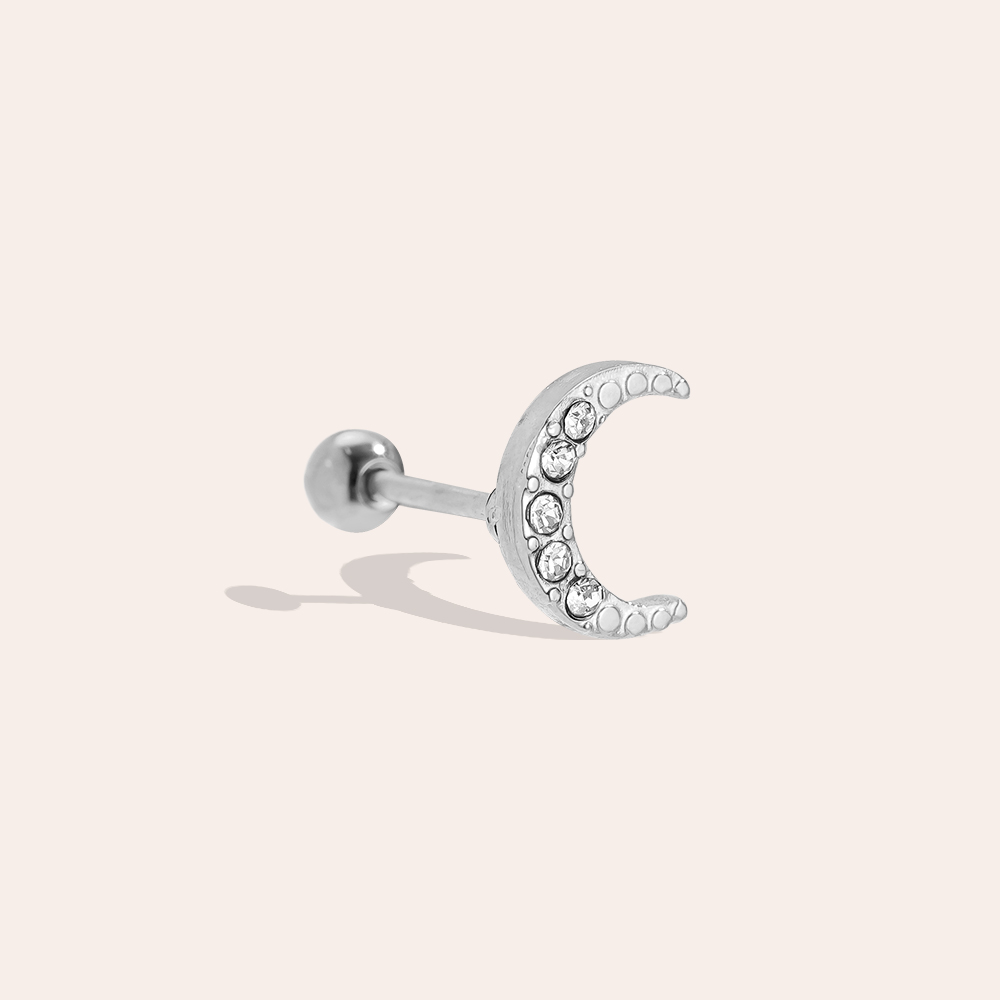 Stainless steel piercing 8mm Diamond Moon