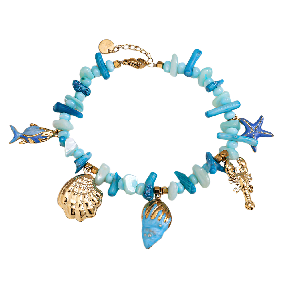 Stainless steel bracelet 17cm blue sea