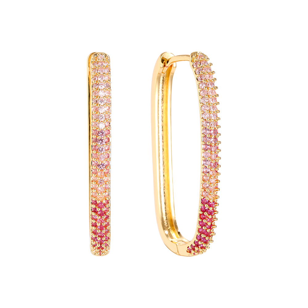 Gold-plated earrings 3cm Oval Diamond