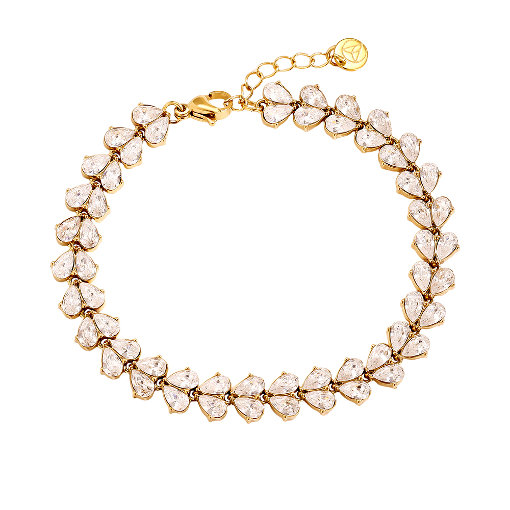 Stainless steel bracelet 17cm Diamond Heart Pieces