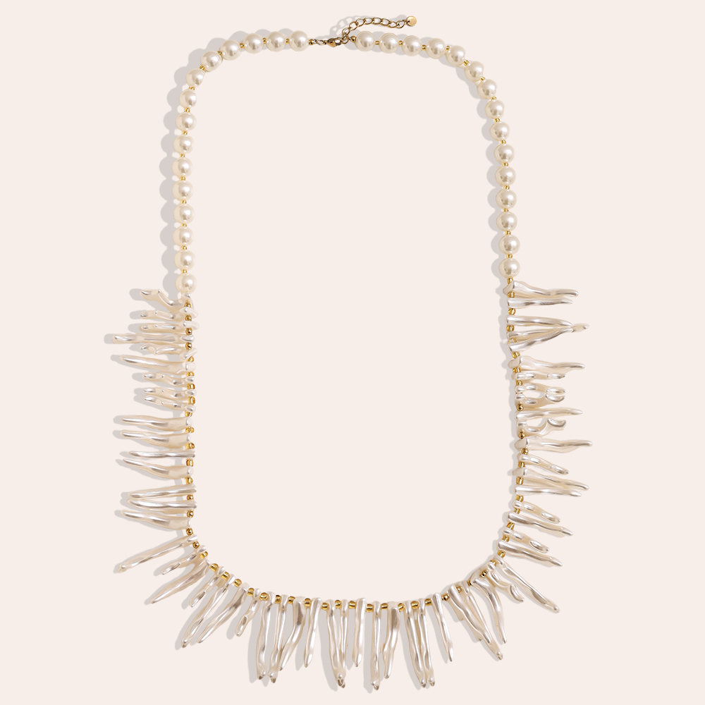 Stainless steel necklace 86cm acrylic herringbone shape