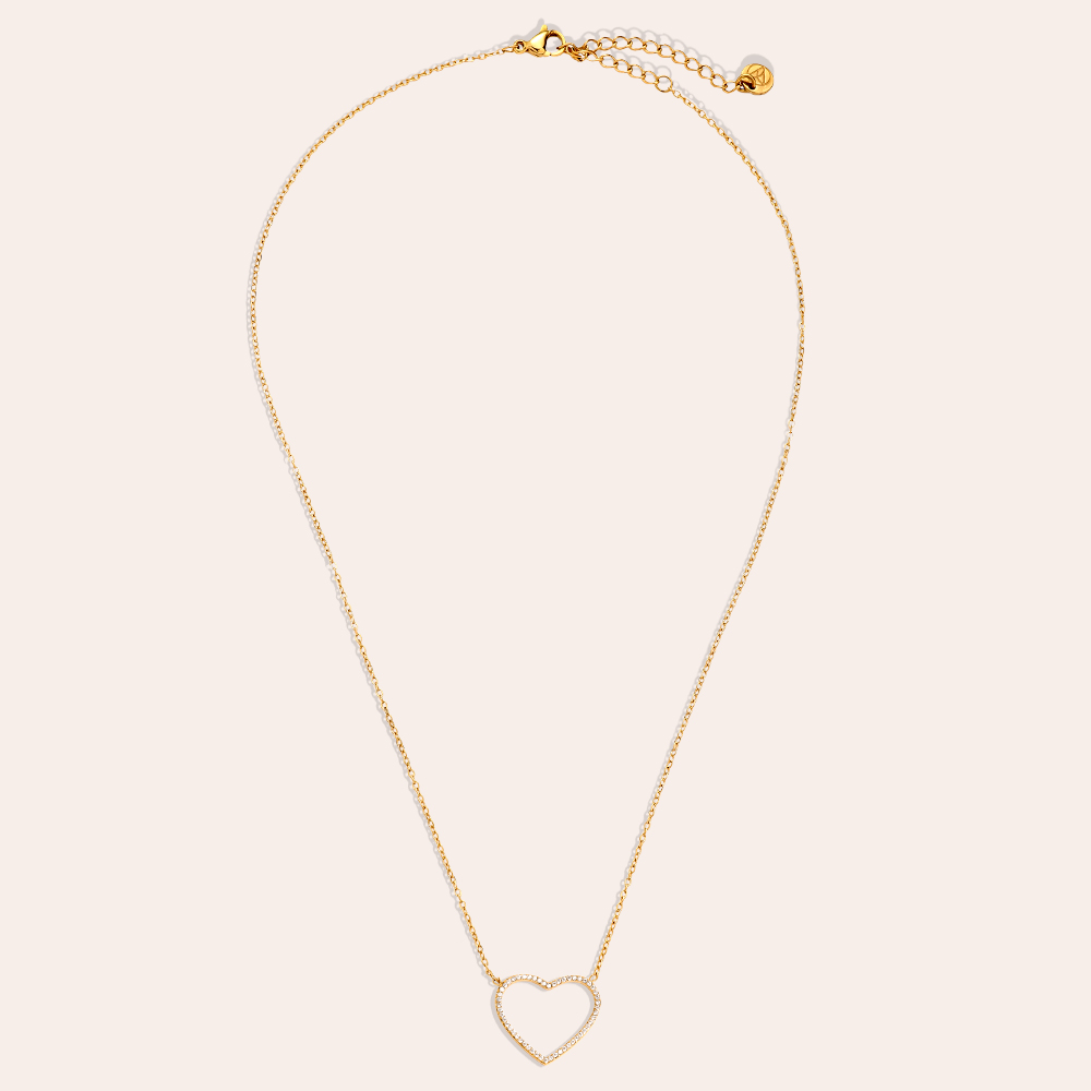 stainless steel necklace 40cm Tiny Diamonds Hollow Heart