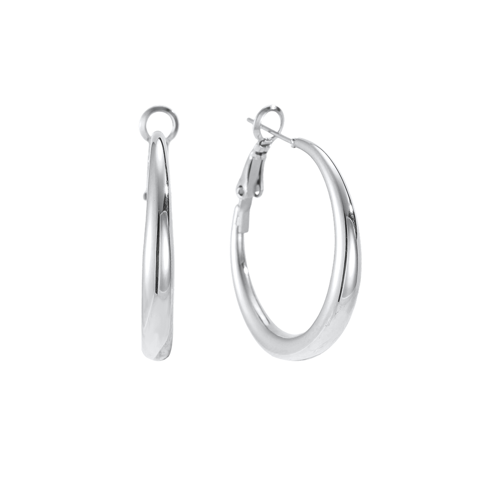 Stainless steel earrings, 30mm, simple hoop earrings