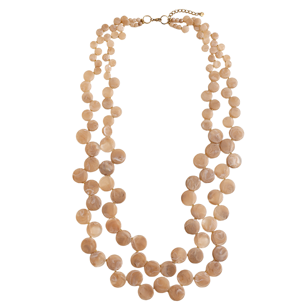 Stainless steel necklace 96cm double-layer acrylic disc chain