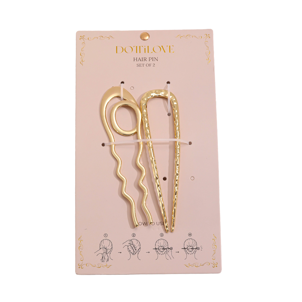 12.5 cm, set of 2 gold hairpins     