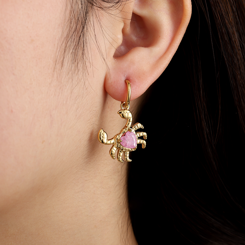 Stainless steel earrings 3.3cm Crab And Diamond