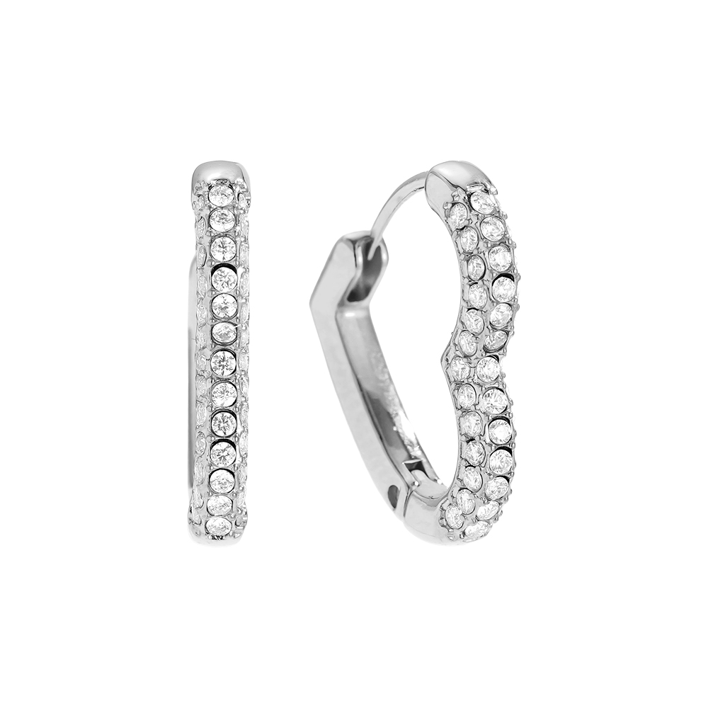 Stainless steel earrings 18mm Diamond Heart Hoop
