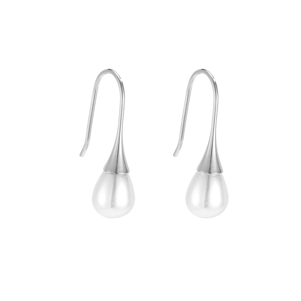 Stainless steel earrings, 20mm, delicate pearl