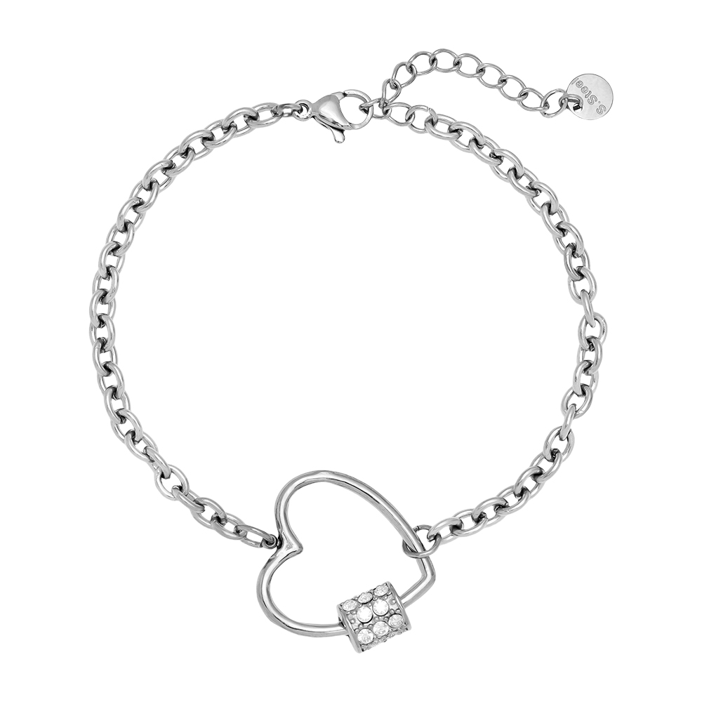 Stainless steel bracelet 16cm Heart And Diamond Deco