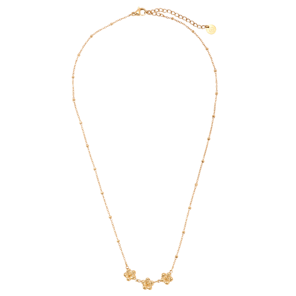 Stainless steel necklace 42cm mini flowers