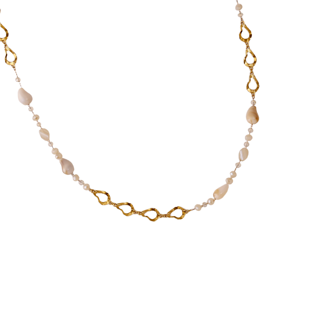 Stainless steel necklace 97cm resin drop and gold drop