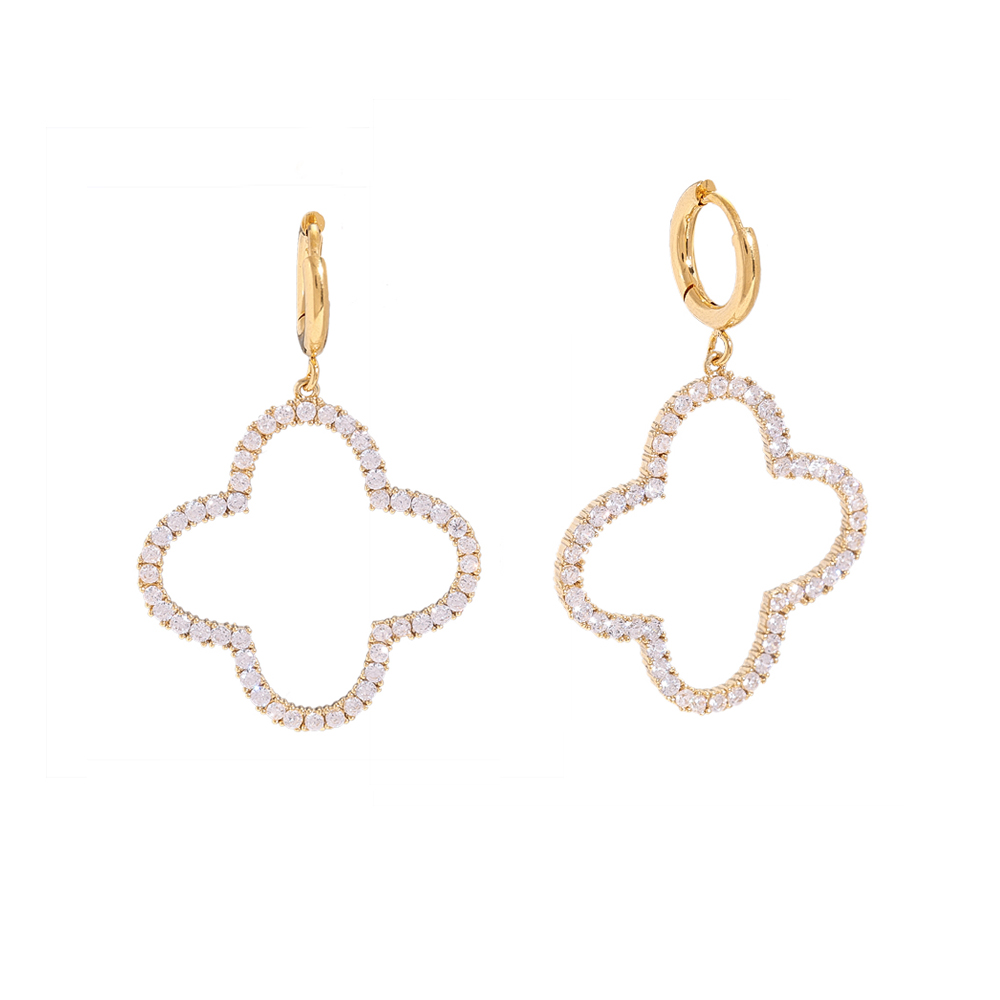 Sparkling Hollow Diamonds Clover stainless steel earrings   